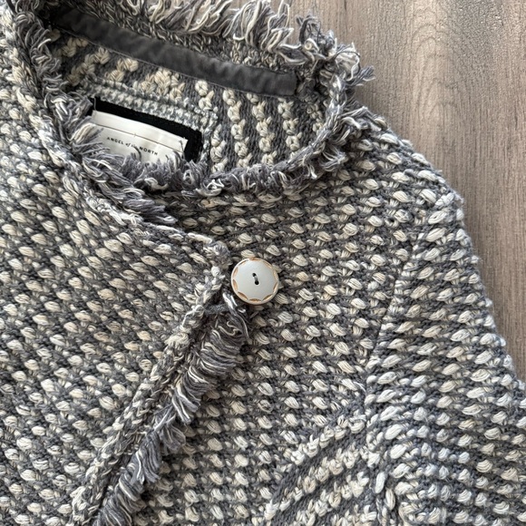 Anthropologie Angel of the North Grey Fringe Embroidered Cardigan - Picture 3 of 11